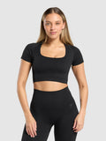 Gymshark Corset Seamless Crop Top — Black — 1