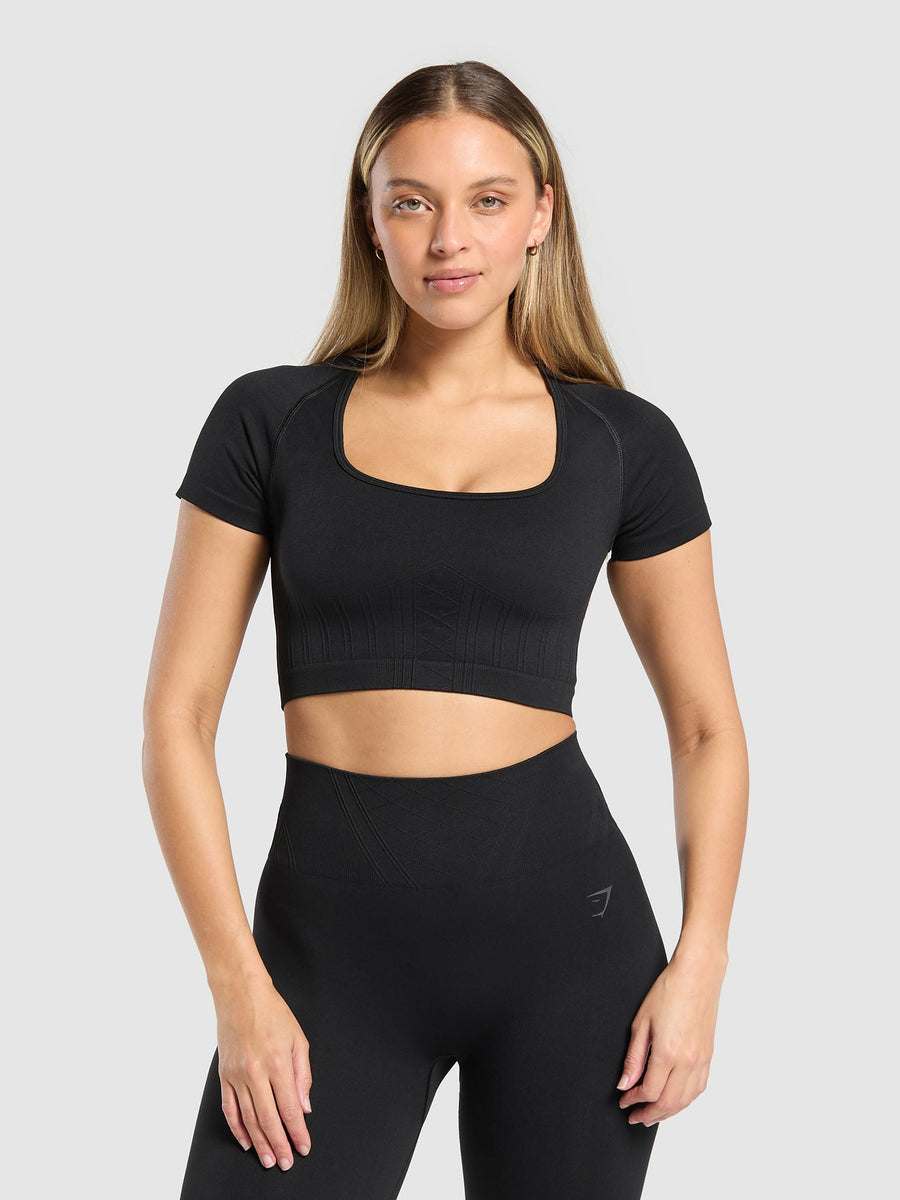 Gymshark Corset Seamless Crop Top — Black — 1