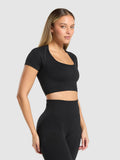 Gymshark Corset Seamless Crop Top — Black — 3