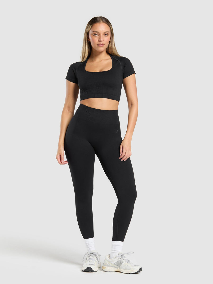 Gymshark Corset Seamless Crop Top — Black — 4
