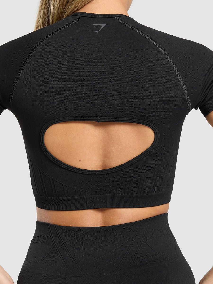 Gymshark Corset Seamless Crop Top — Black — 6