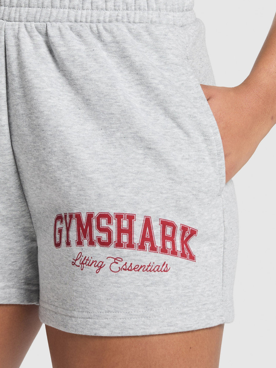 Gymshark Lifting Essentials Graphic Brushed 4' Shorts — Light Grey Core Marl — 6