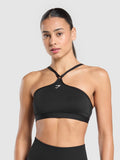 Gymshark Halter Neck Sports Bra — Black — 1
