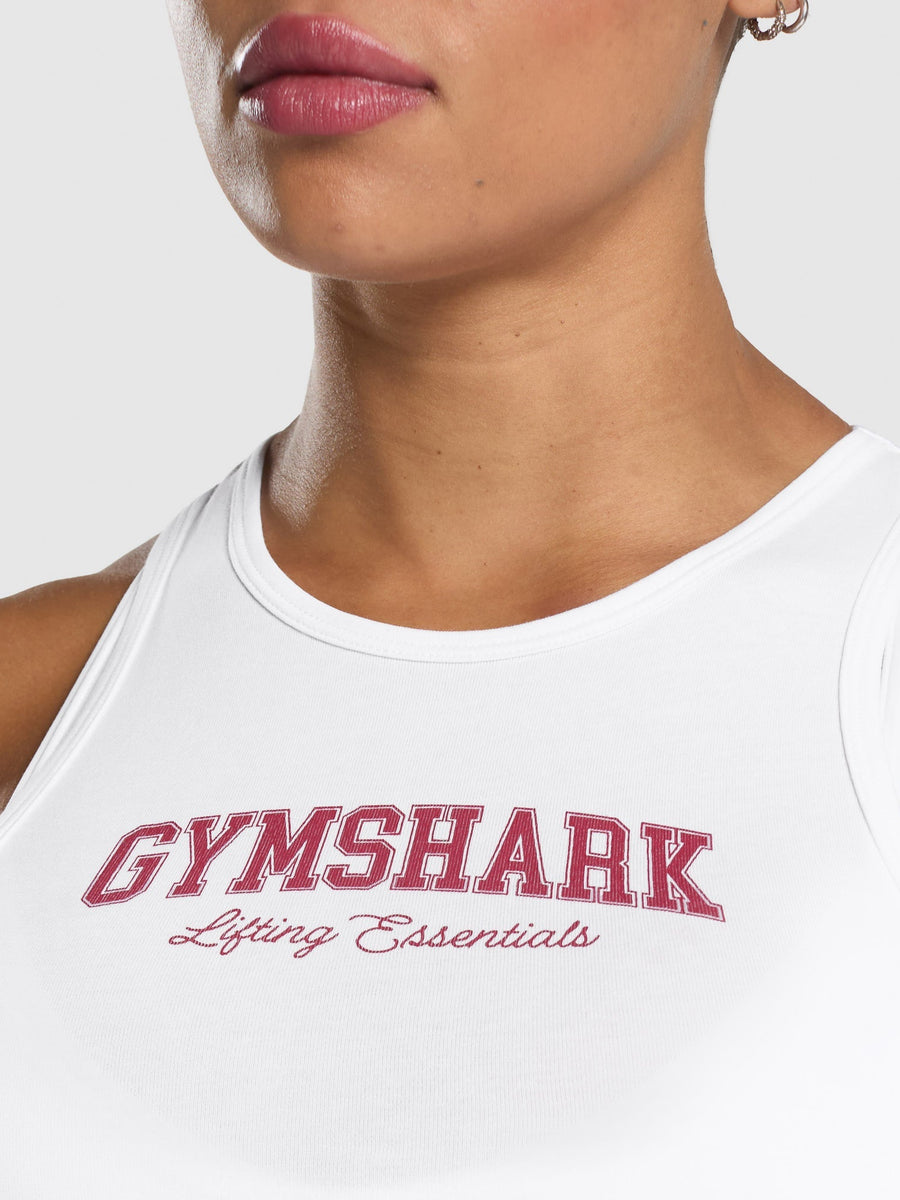 Gymshark Lifting Essentials Graphic Tank — White — 5
