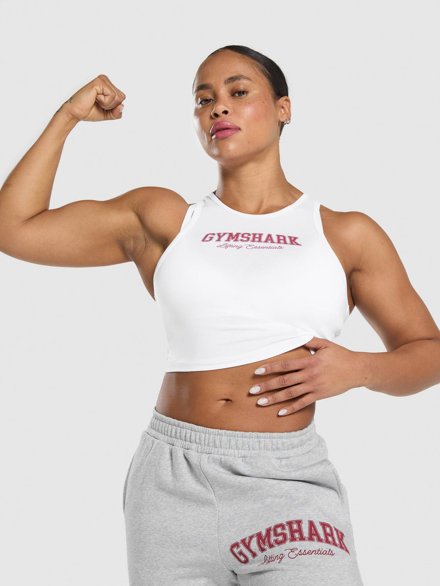 Gymshark Lifting Essentials Graphic Tank — White — 6