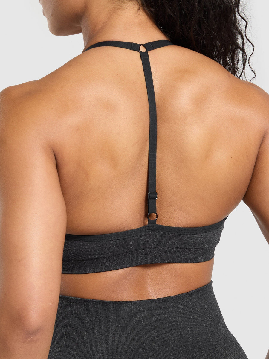 Gymshark Adapt Fleck T-Back Bra — Black — 6