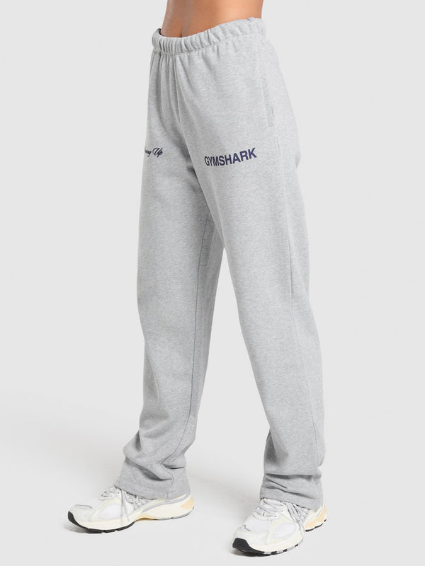 Gymshark EST 2012 Graphic Straight Leg Joggers — Light Grey Core Marl