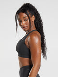 Gymshark Crossover Sports Bra — Black — 6
