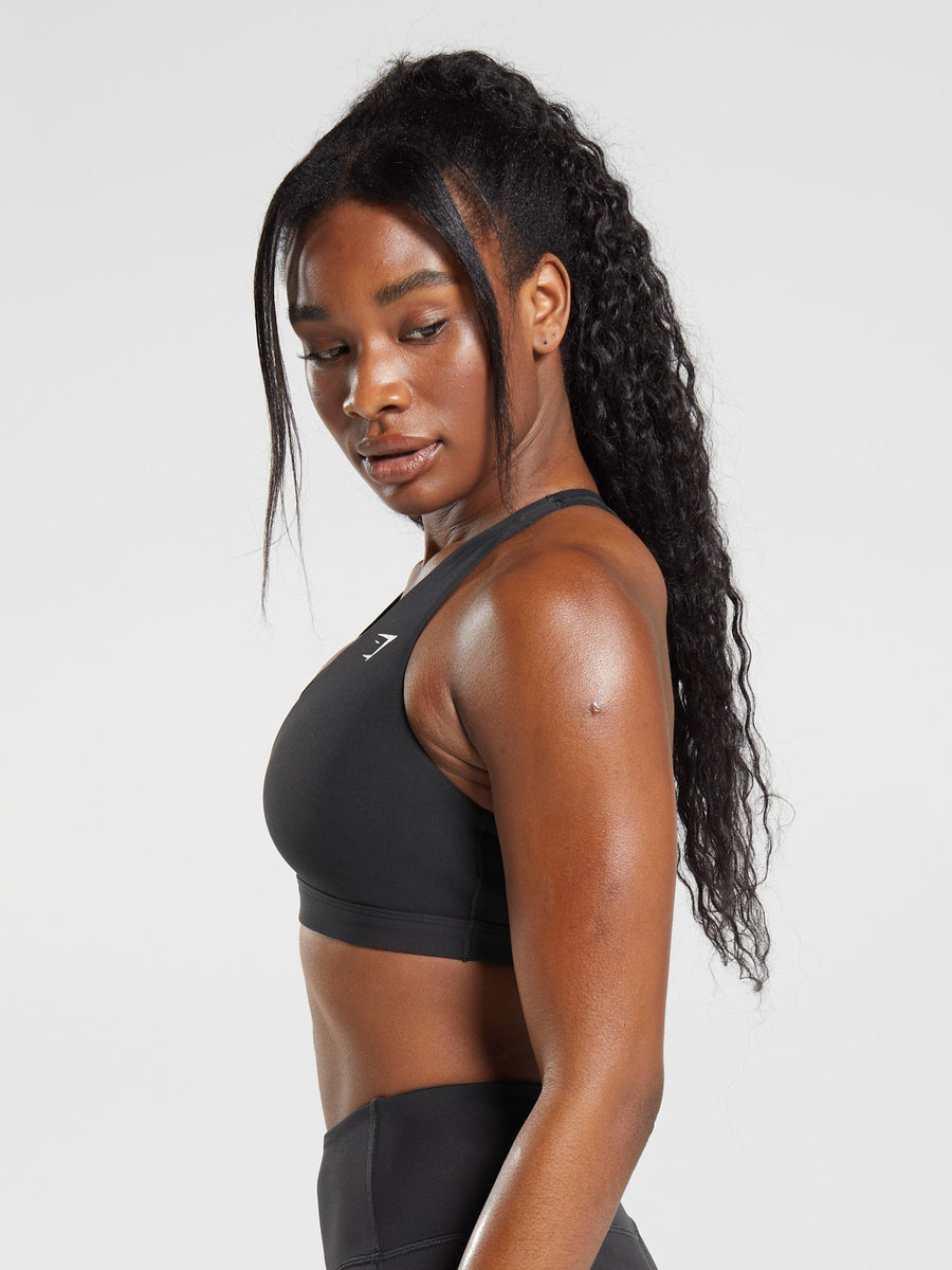 Gymshark Crossover Sports Bra — Black — 6