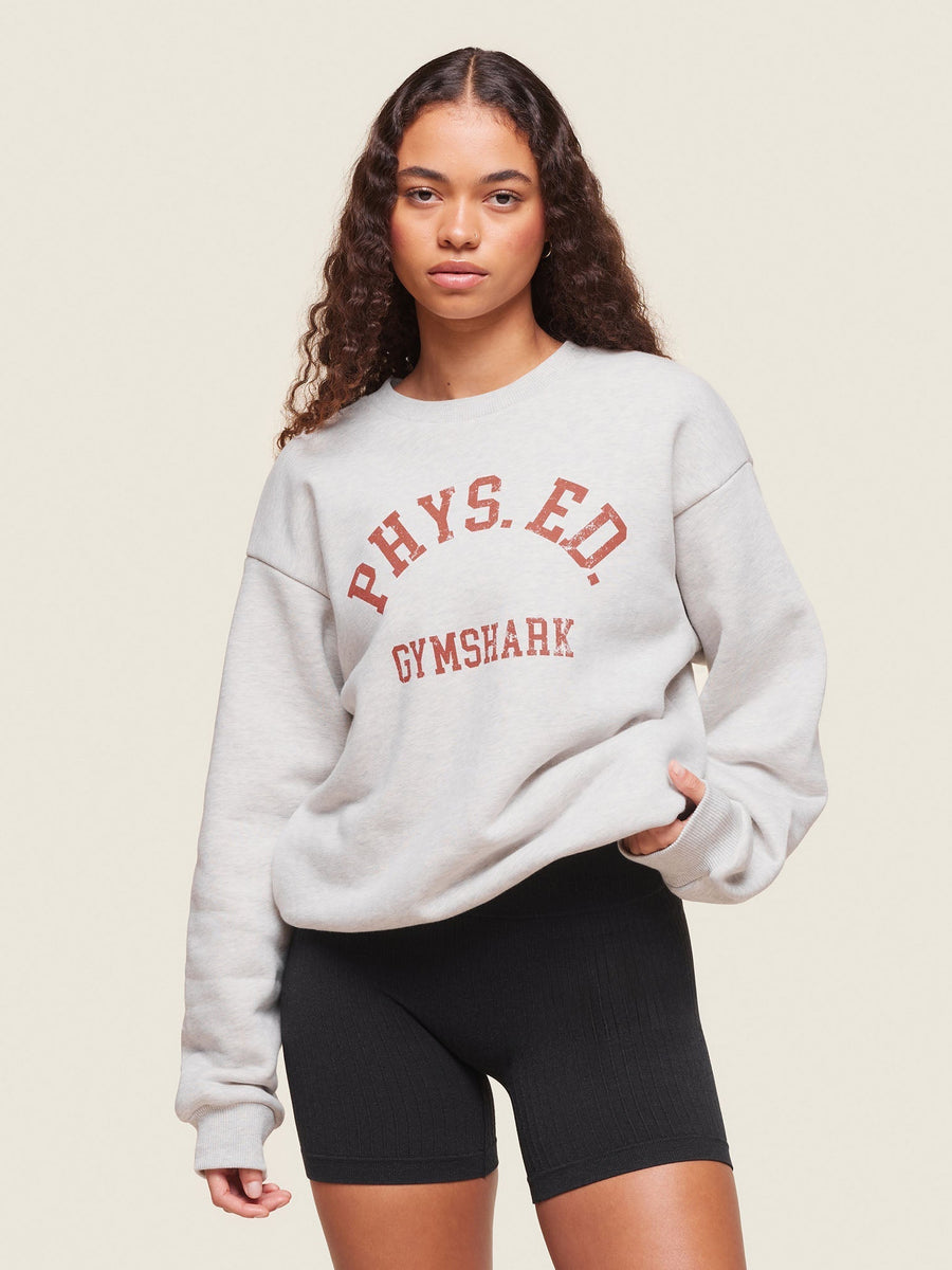 Gymshark Phys Ed Crew Neck Sweatshirt — Light Grey Core Marl — 1