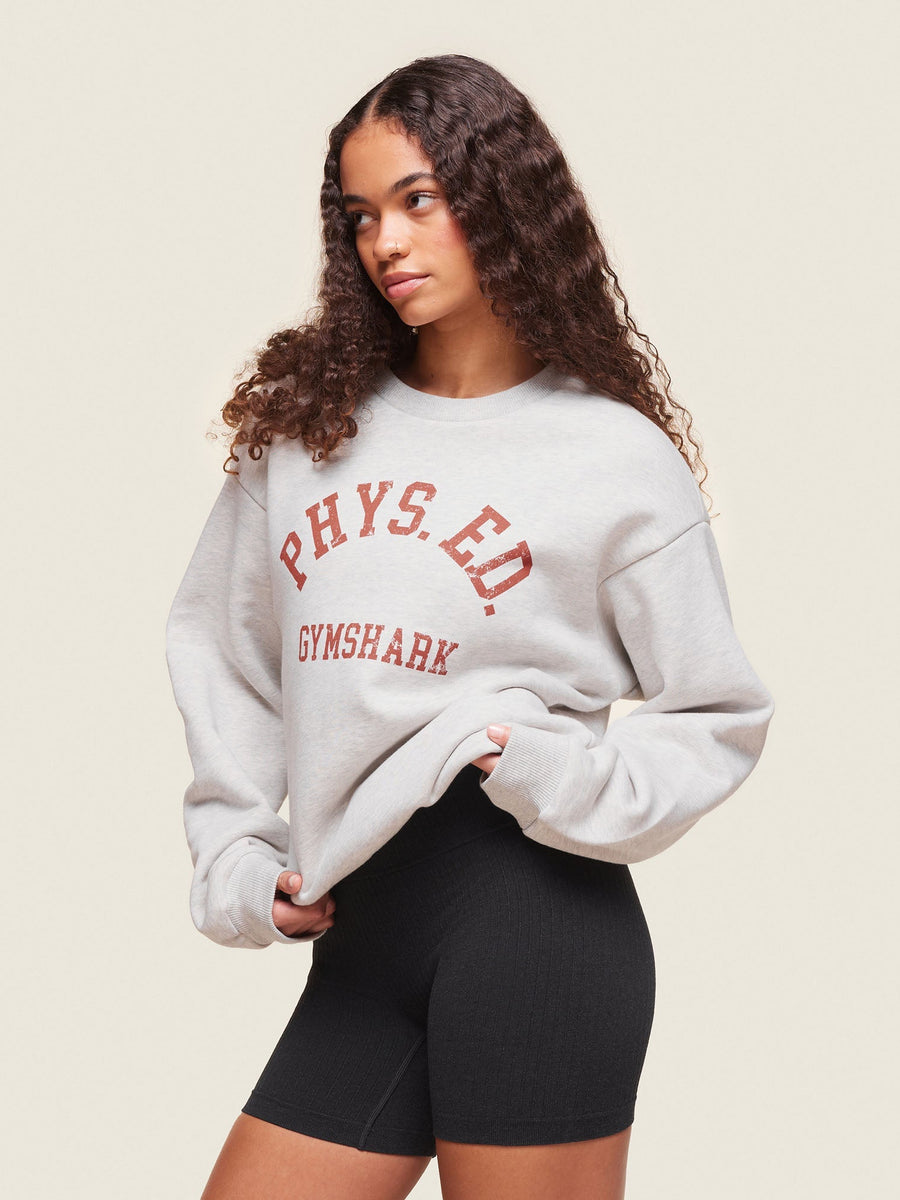 Gymshark Phys Ed Crew Neck Sweatshirt — Light Grey Core Marl — 3