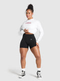 Gymshark Lifting Essentials Graphic Long Sleeve Top — White — 4