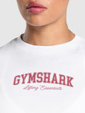 Gymshark Lifting Essentials Graphic Long Sleeve Top — White — 6