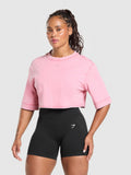 Gymshark GSLC Washed Graphic Crop Top — Sunset Pink/Wash — 2