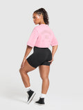 Gymshark GSLC Washed Graphic Crop Top — Sunset Pink/Wash — 4
