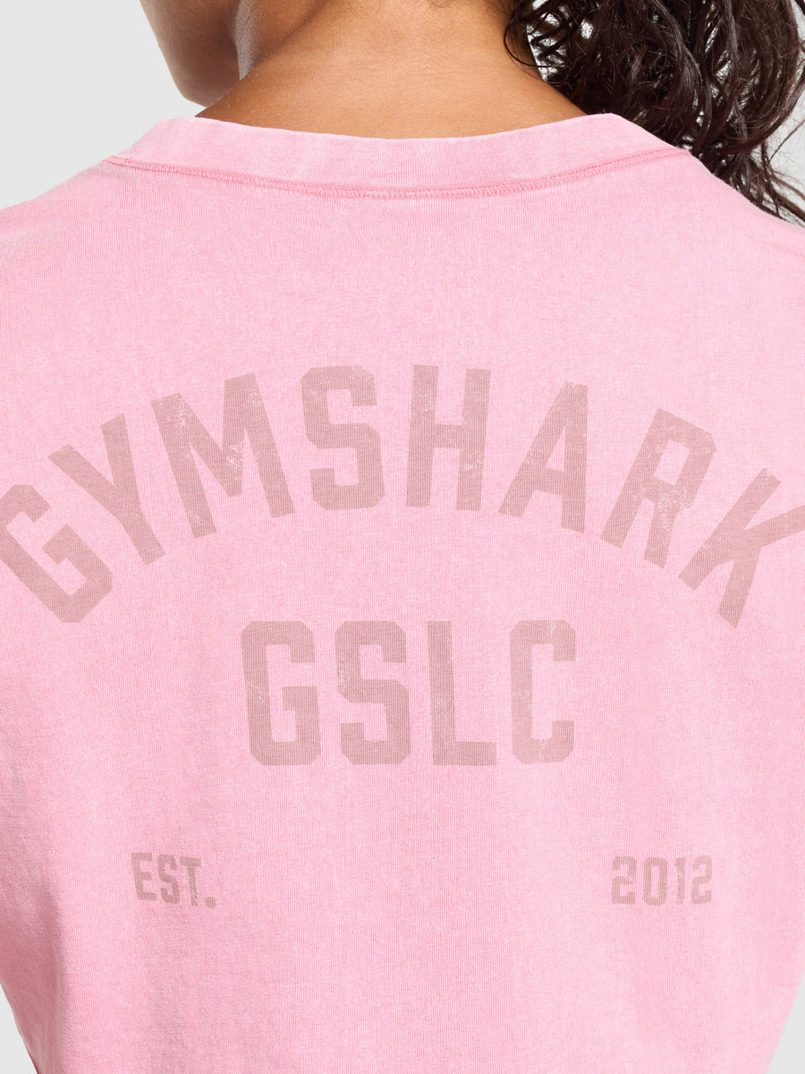 Gymshark GSLC Washed Graphic Crop Top — Sunset Pink/Wash — 5