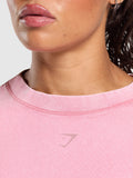 Gymshark GSLC Washed Graphic Crop Top — Sunset Pink/Wash — 6