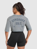 Gymshark 66 Washed Graphic Crop Top — Iron Blue/Wash — 1