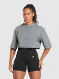Gymshark 66 Washed Graphic Crop Top — Iron Blue/Wash — 2