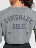 Gymshark 66 Washed Graphic Crop Top — Iron Blue/Wash — 5