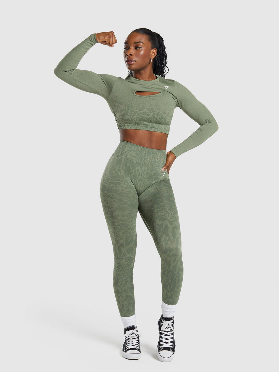 Gymshark Adapt Safari Seamless Leggings — Force Green/Faded Green — 3