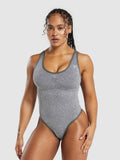 Gymshark LIFT SEAMLESS BODYSUIT — Brushed Grey/White Marl — 1