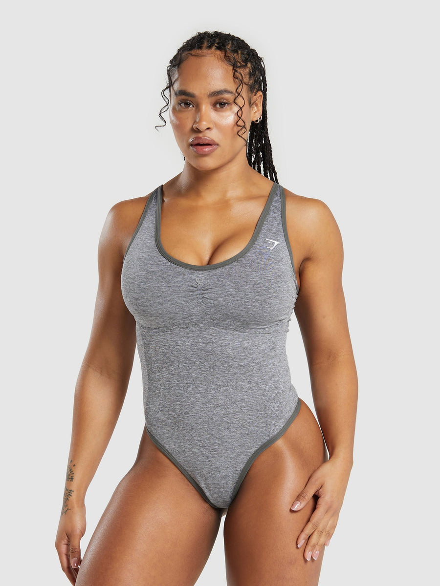 Gymshark LIFT SEAMLESS BODYSUIT — Brushed Grey/White Marl — 1