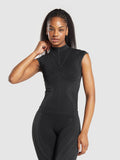 Gymshark Contour Heart Seamless Short Sleeve Top — Black/Asphalt Grey — 1