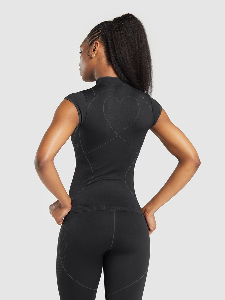 Gymshark Contour Heart Seamless Short Sleeve Top — Black/Asphalt Grey — 2
