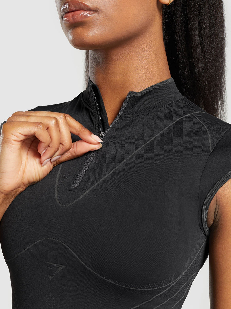 Gymshark Contour Heart Seamless Short Sleeve Top — Black/Asphalt Grey — 5