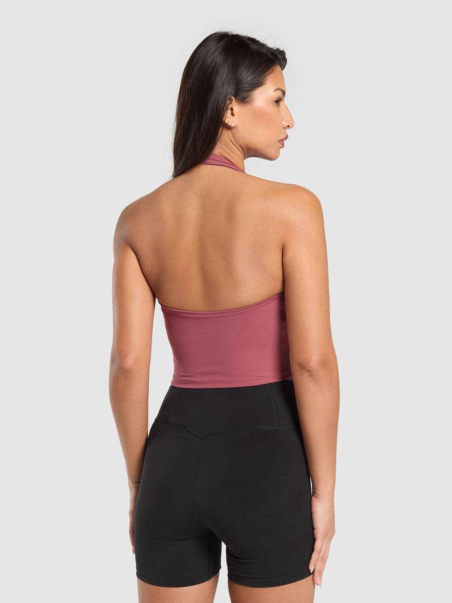 Gymshark Halter Neck Cami with Shelf — Washed Berry Pink — 2