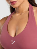 Gymshark Halter Neck Cami with Shelf — Washed Berry Pink — 5