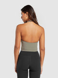 Gymshark Halter Neck Cami with Shelf — Linen Brown — 2