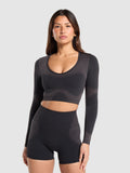 Gymshark Blur Seamless Long Sleeve Crop Top — Black/Asphalt Grey — 1