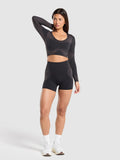 Gymshark Blur Seamless Long Sleeve Crop Top — Black/Asphalt Grey — 4