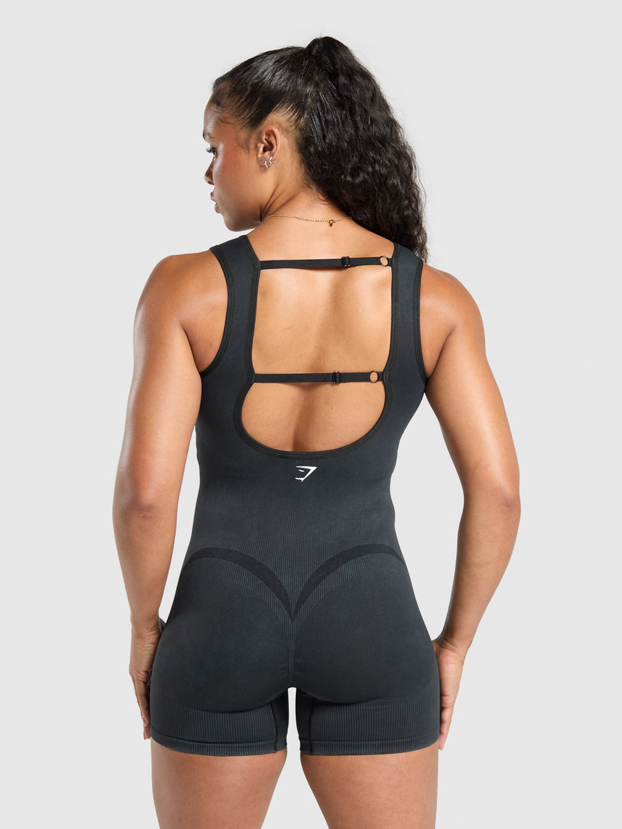 Gymshark Gains Seamless All-In-One — Black/Wash — 2