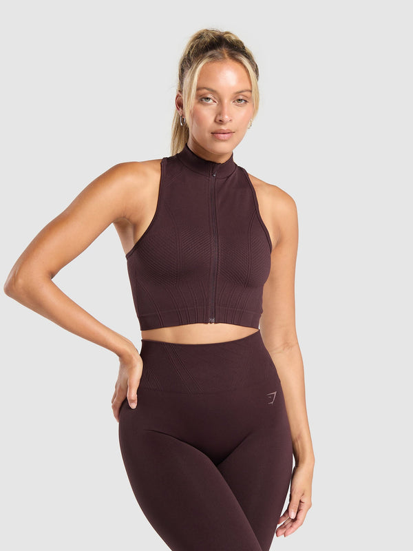 Gymshark Corset Seamless Crop Tank — Heritage Brown
