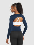Gymshark Everyday Open Back Long Sleeve Top — Navy — 2