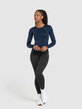 Gymshark Everyday Open Back Long Sleeve Top — Navy — 4