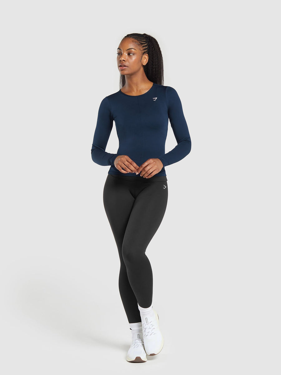 Gymshark Everyday Open Back Long Sleeve Top — Navy — 4