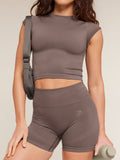 Gymshark Poise Seamless Shorts — Cool Brown — 6