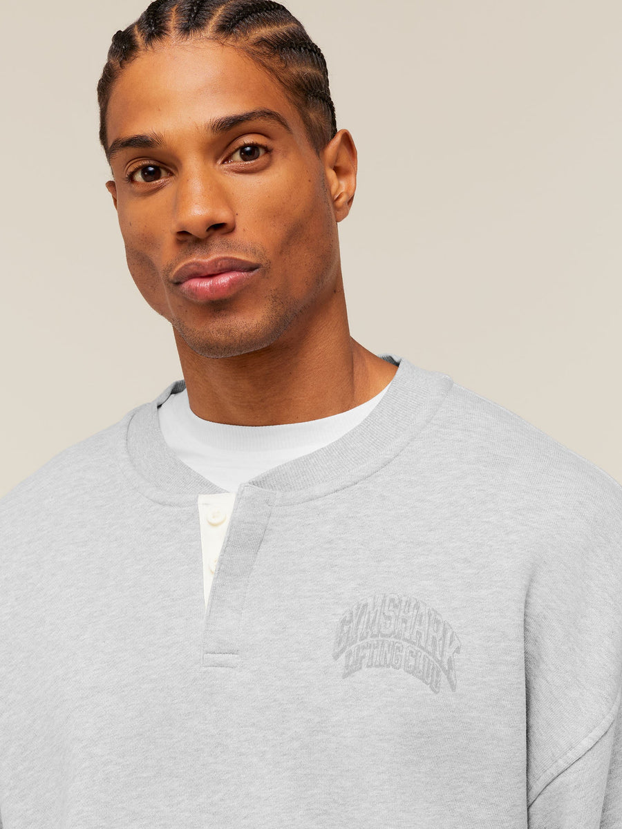 Gymshark GSLC Henley Sweat — Soft Grey Marl — 5