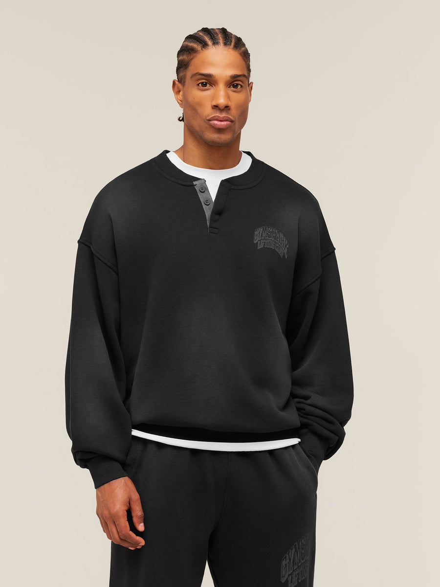 Gymshark GSLC Henley Sweat — Black — 1