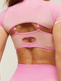 Gymshark Blush Seamless Short Sleeve Shrug — Focus Pink/Sorbet Yellow — 5