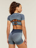 Gymshark Blush Seamless Short Sleeve Shrug — Heavy Blue/Chilled Blue — 2