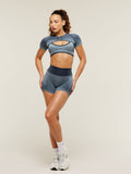 Gymshark Blush Seamless Short Sleeve Shrug — Heavy Blue/Chilled Blue — 4