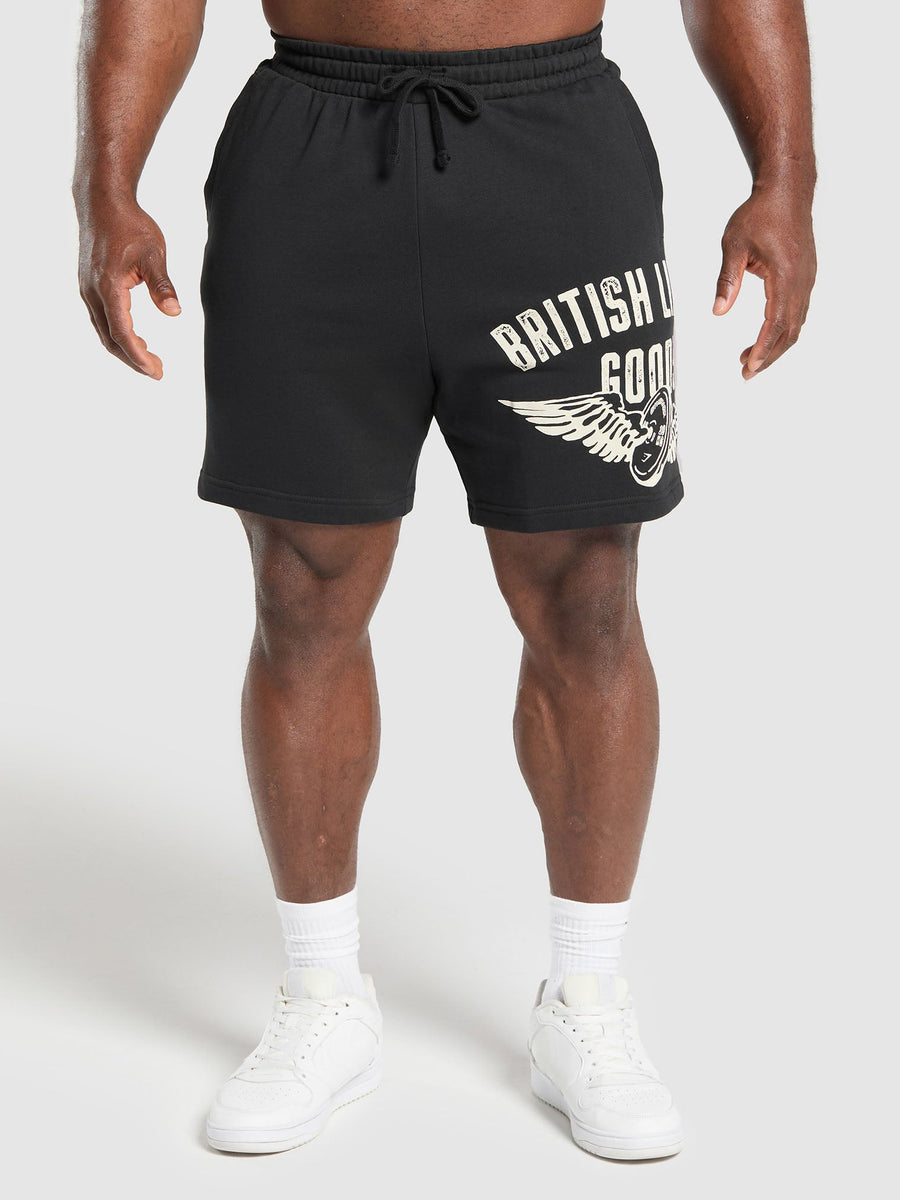 Gymshark British Lifting Goods Graphic Shorts — Black — 2