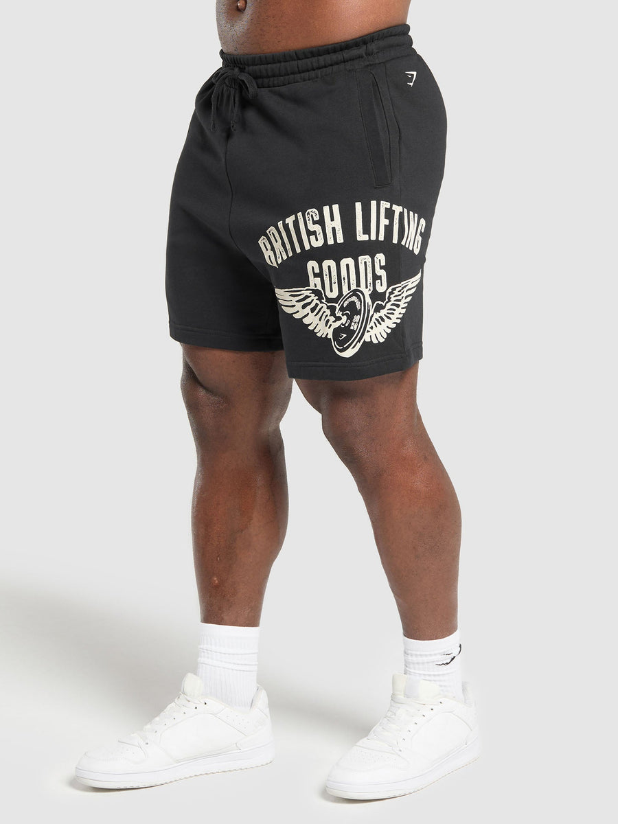 Gymshark British Lifting Goods Graphic Shorts — Black — 1