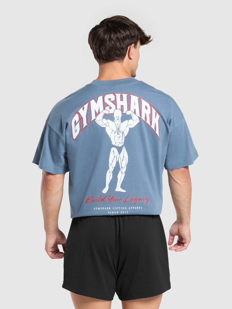 Gymshark Build Your Legacy Graphic T-Shirt — Faded Blue — 3