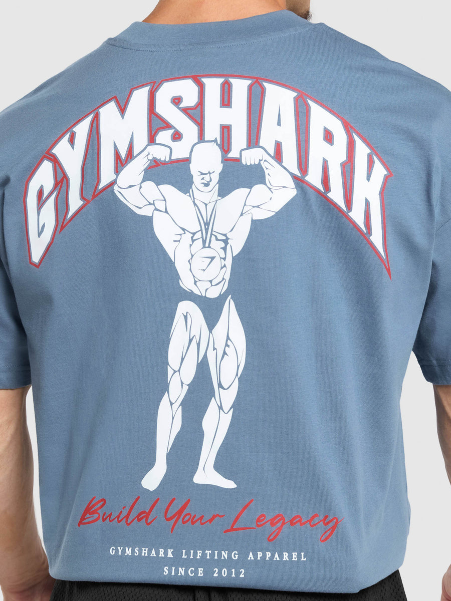 Gymshark Build Your Legacy Graphic T-Shirt — Faded Blue — 4